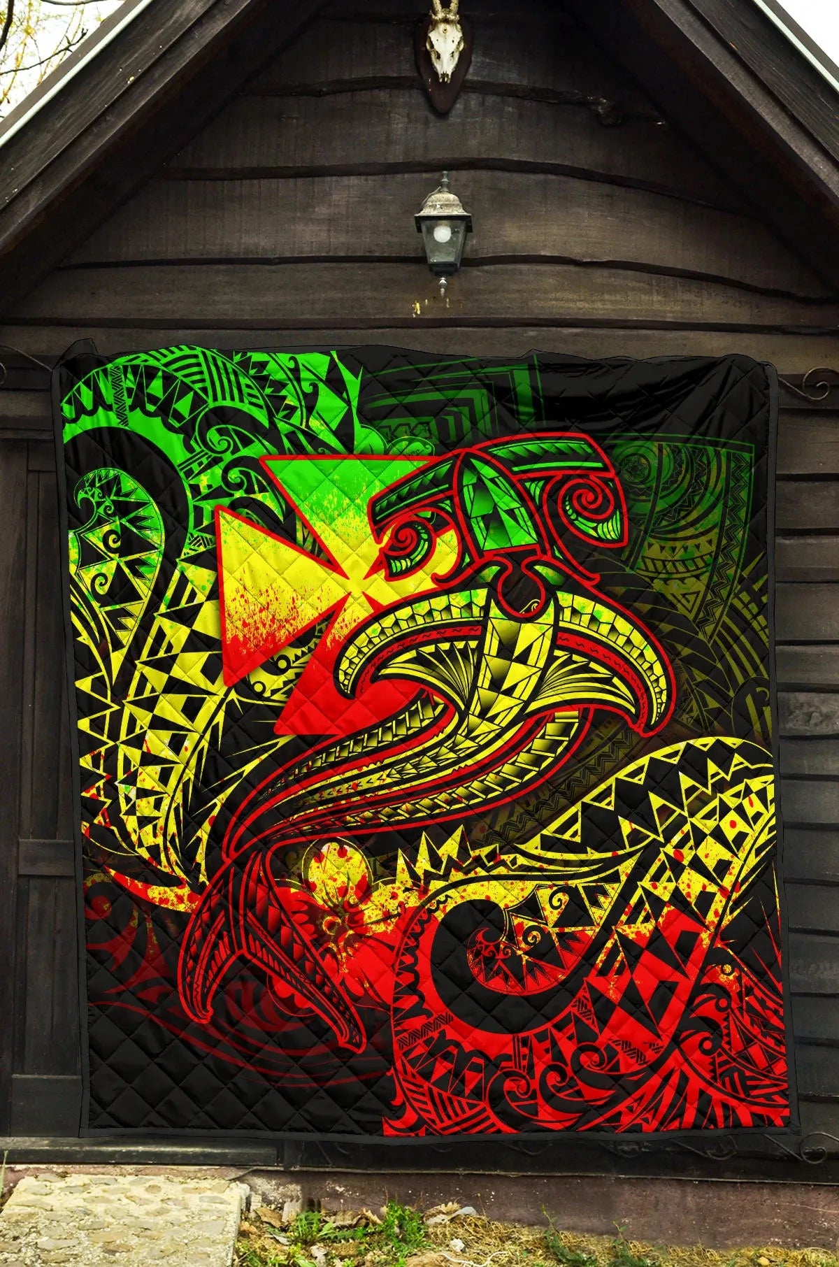 Polynesian Wallis and Futuna Premium Quilt - Reggae Shark Polynesian Tattoo