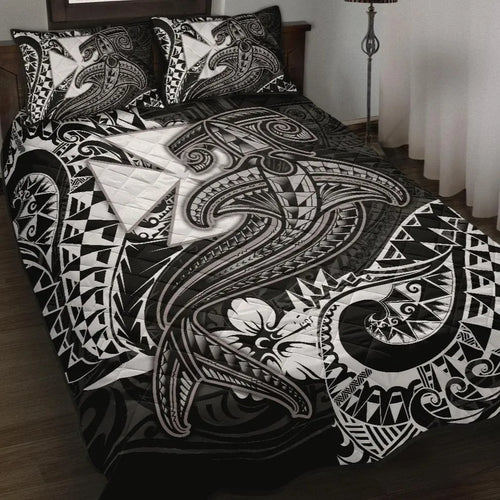 Polynesian Wallis and Futuna Quilt Bed Set - White Shark Polynesian Tattoo