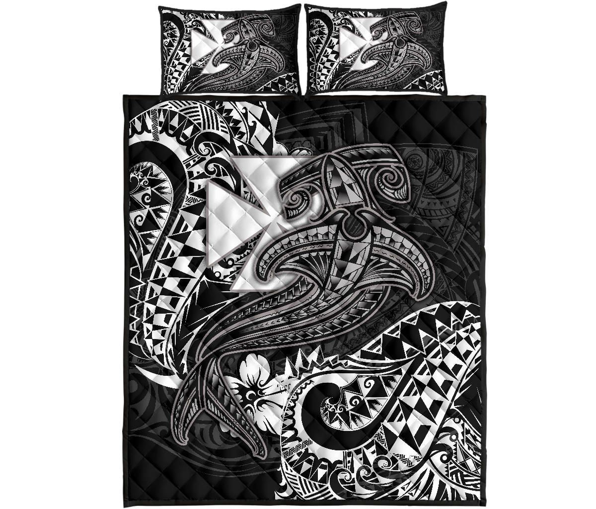Polynesian Wallis and Futuna Quilt Bed Set - White Shark Polynesian Tattoo