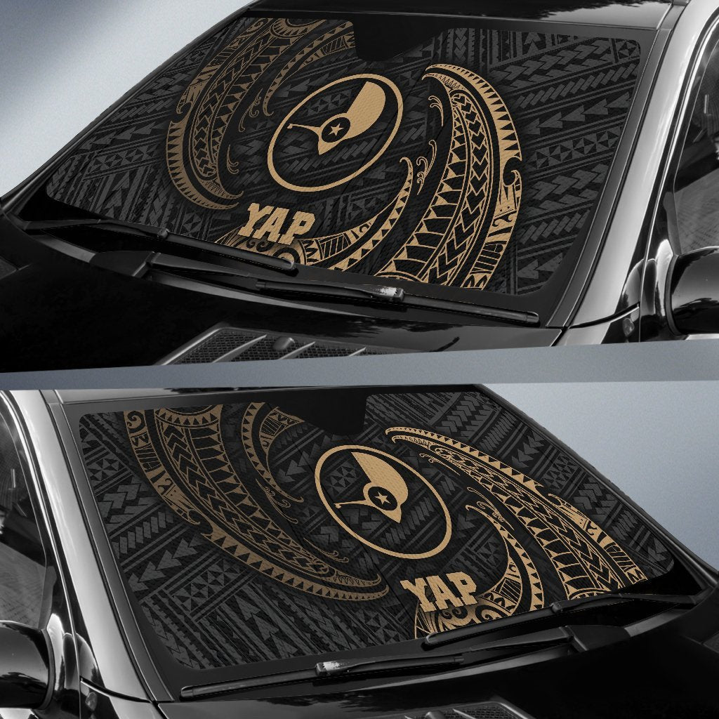 Polynesian Yap Sun Shades - Gold Tribal Wave