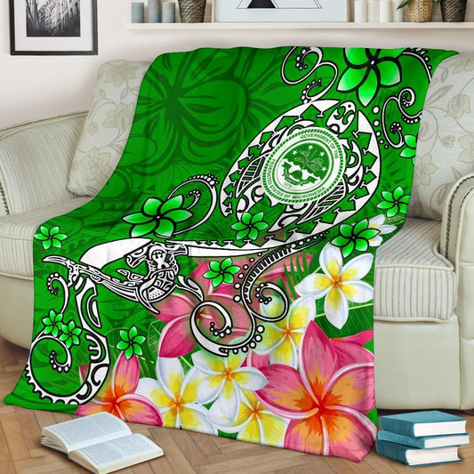 FSM Premium Blanket - Turtle Plumeria (Green)
