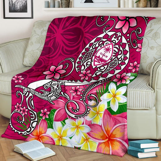 Guam Premium Blanket - Turtle Plumeria (Pink)