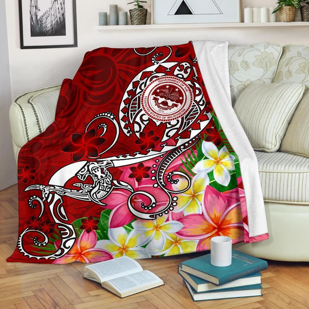 FSM Premium Blanket - Turtle Plumeria (Red)