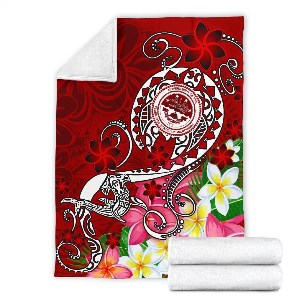 FSM Premium Blanket - Turtle Plumeria (Red)