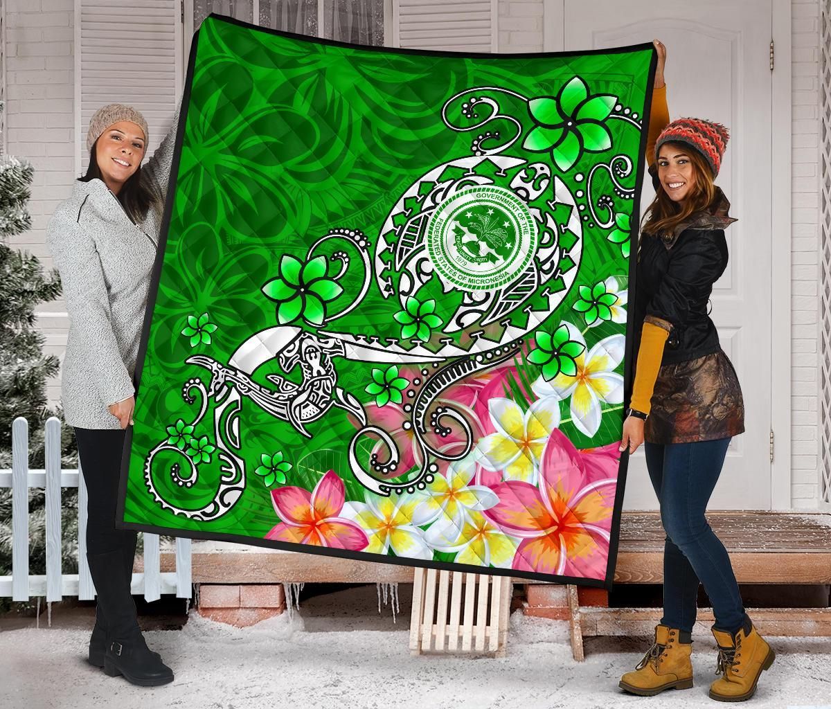 FSM Premium Quilt - Turtle Plumeria (Green)