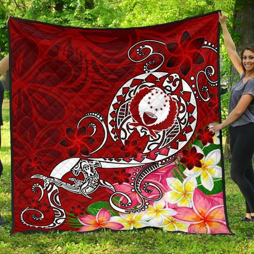 Pohnpei Premium Quilt - Turtle Plumeria (Red)