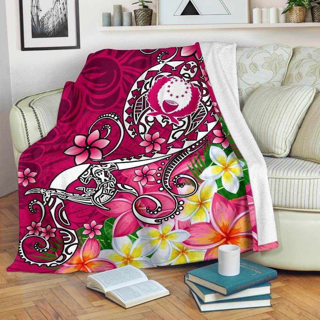 Pohnpei Premuim Blanket - Turtle Plumeria (Pink)
