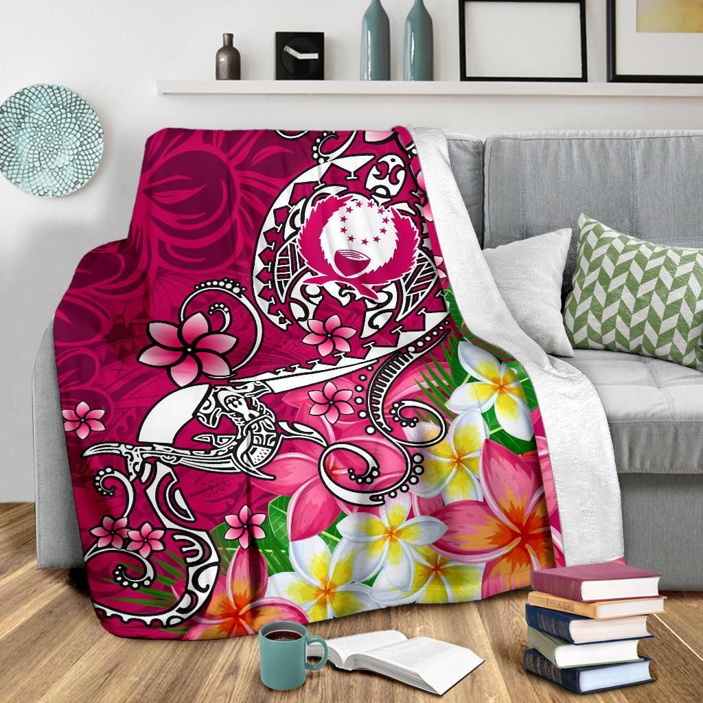Pohnpei Premuim Blanket - Turtle Plumeria (Pink)