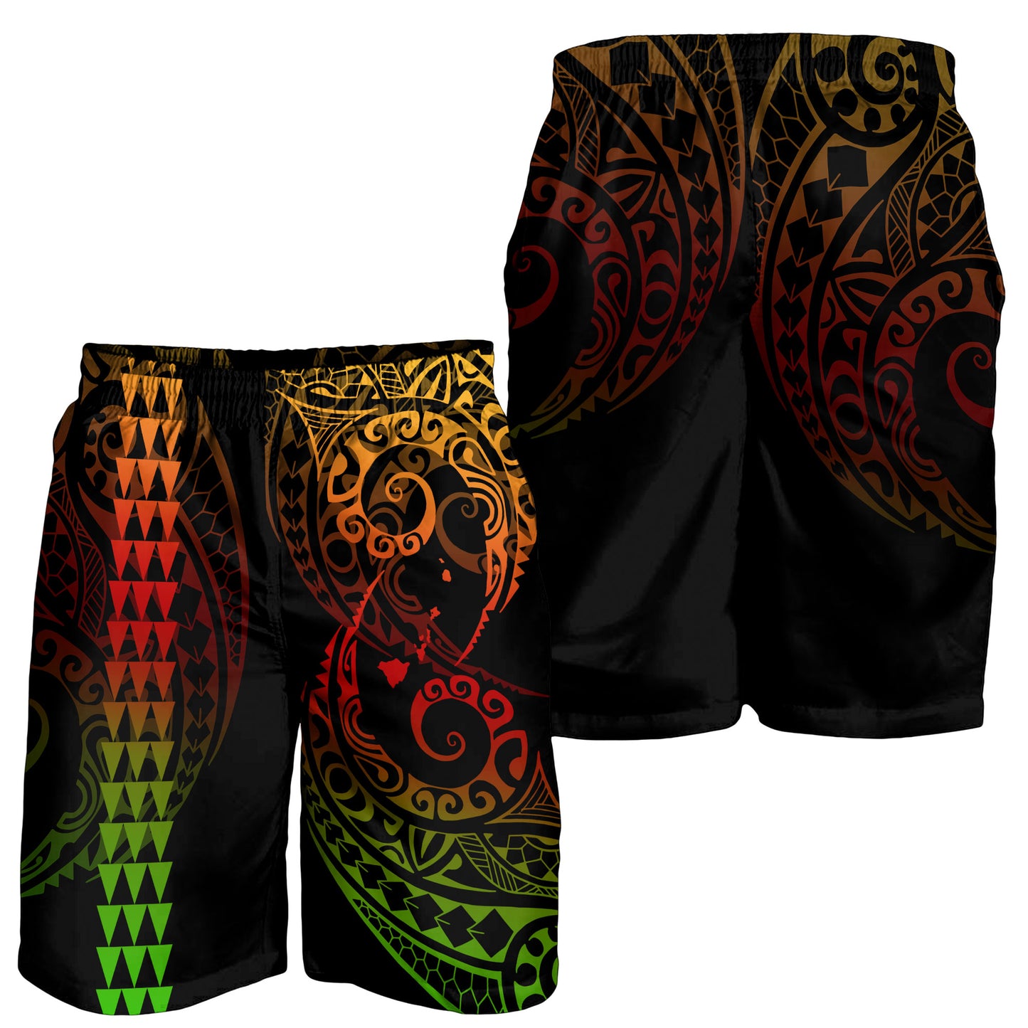 Hawaii Combo Shirts And Shorts Hawaiian Map Kakau Style Reggae