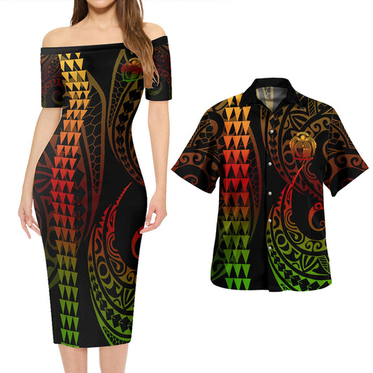 Nauru Combo Short Sleeve Dress And Shirt Kakau Style Reggae