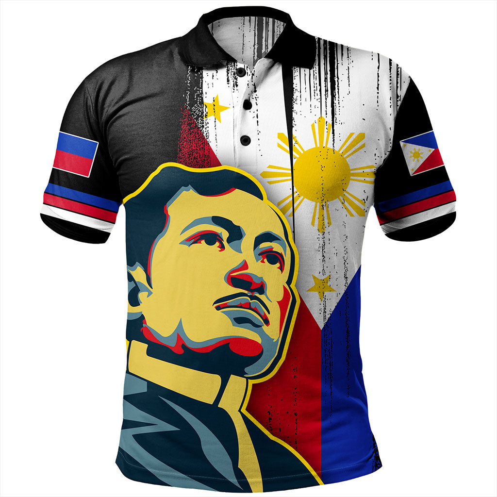 Philippines Filipinos Polo Shirt Rizal Day Flag Grunge Style