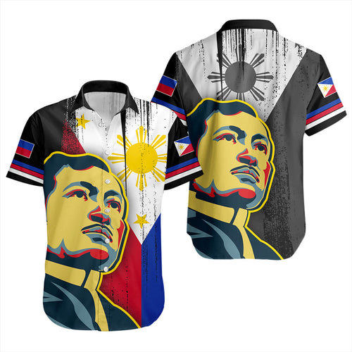 Philippines Filipinos Short Sleeve Shirt Rizal Day Flag Grunge Style