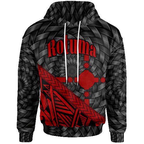 Rotuma Hoodie - Red Tapa Patterns With Bamboo