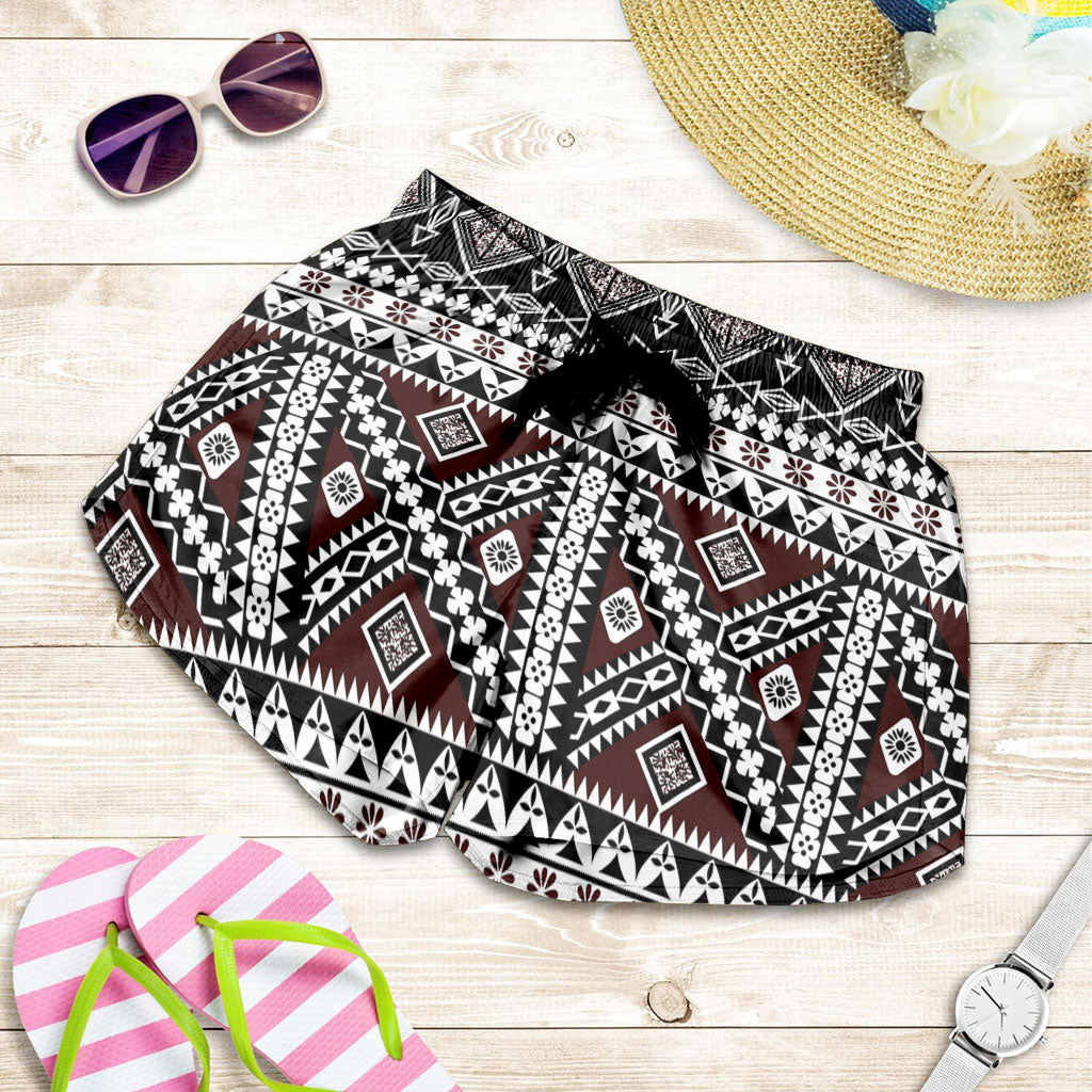 Samoa Women Shorts Polynesian Tribal Print Stripe Style