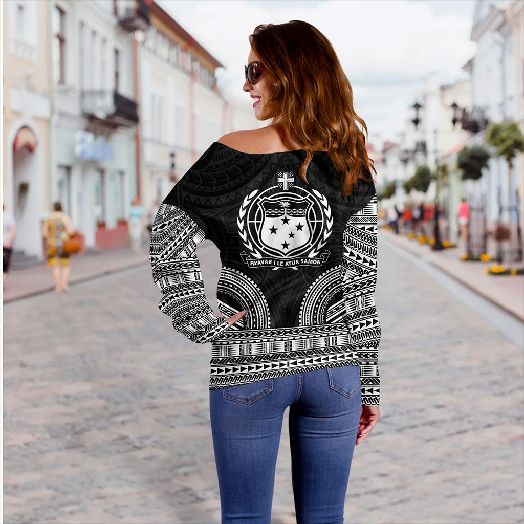 Samoa Off Shoulder Sweatshirt Ula Nifo Circle Pattern Design
