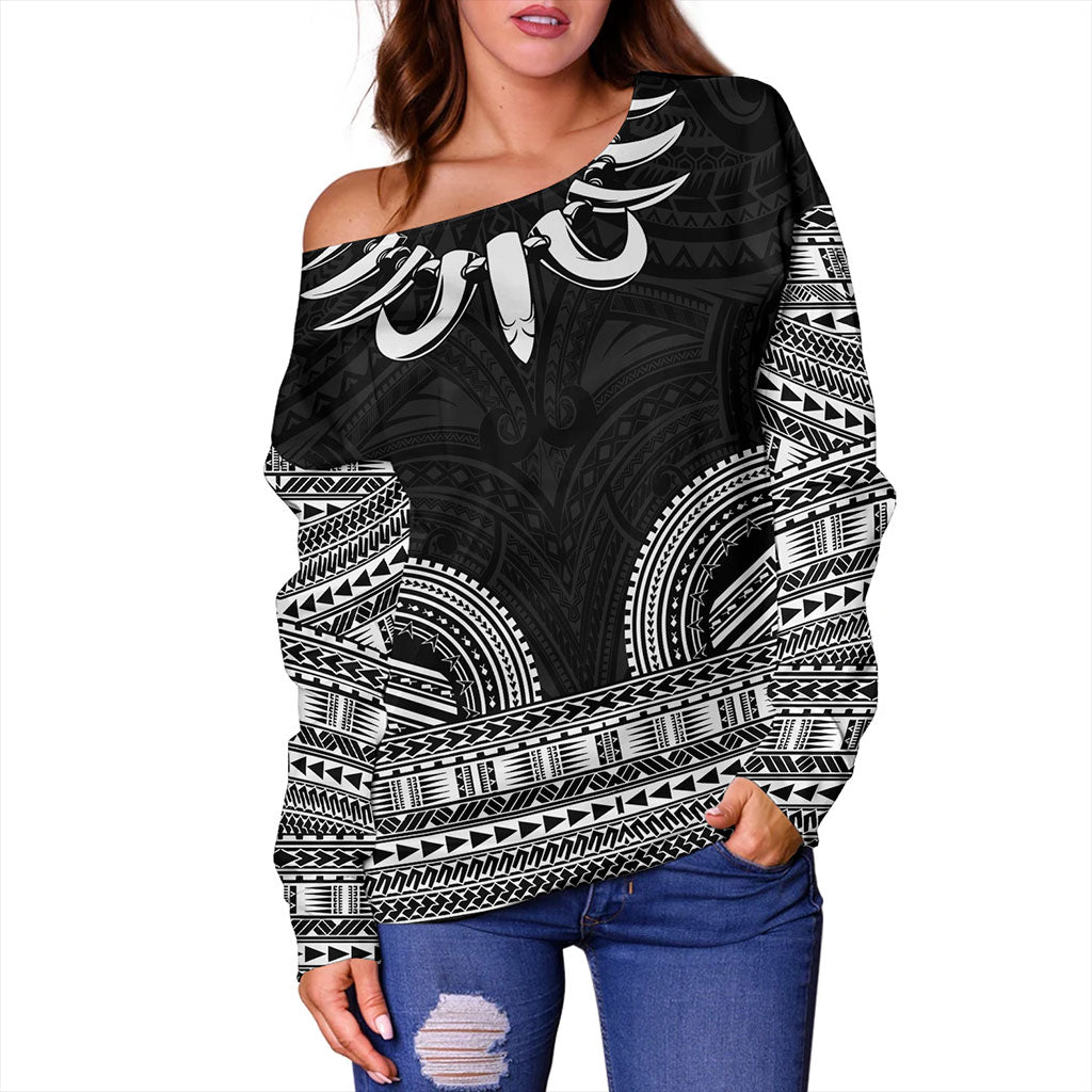 Samoa Off Shoulder Sweatshirt Ula Nifo Circle Pattern Design