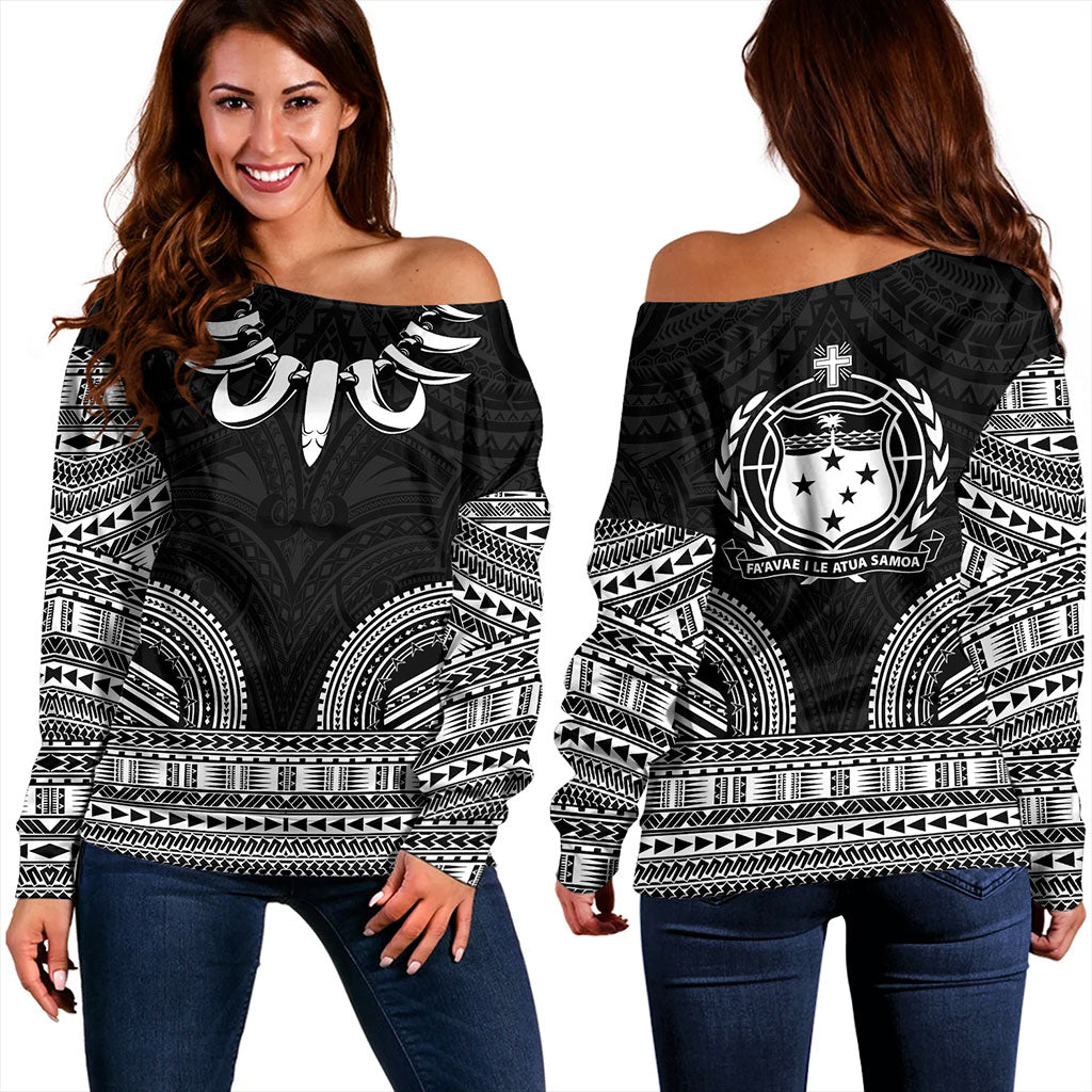 Samoa Off Shoulder Sweatshirt Ula Nifo Circle Pattern Design