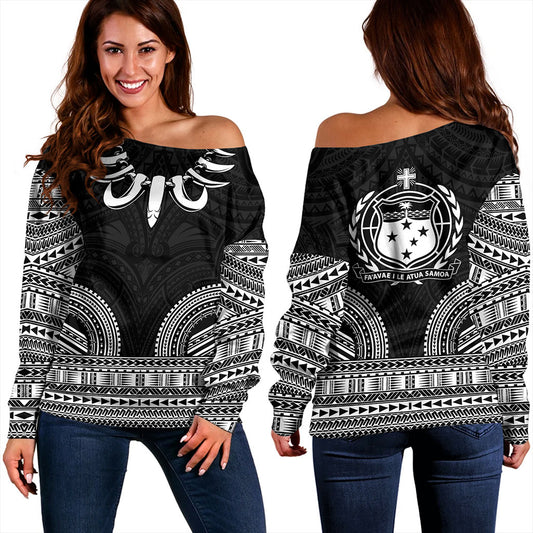 Samoa Off Shoulder Sweatshirt Ula Nifo Circle Pattern Design
