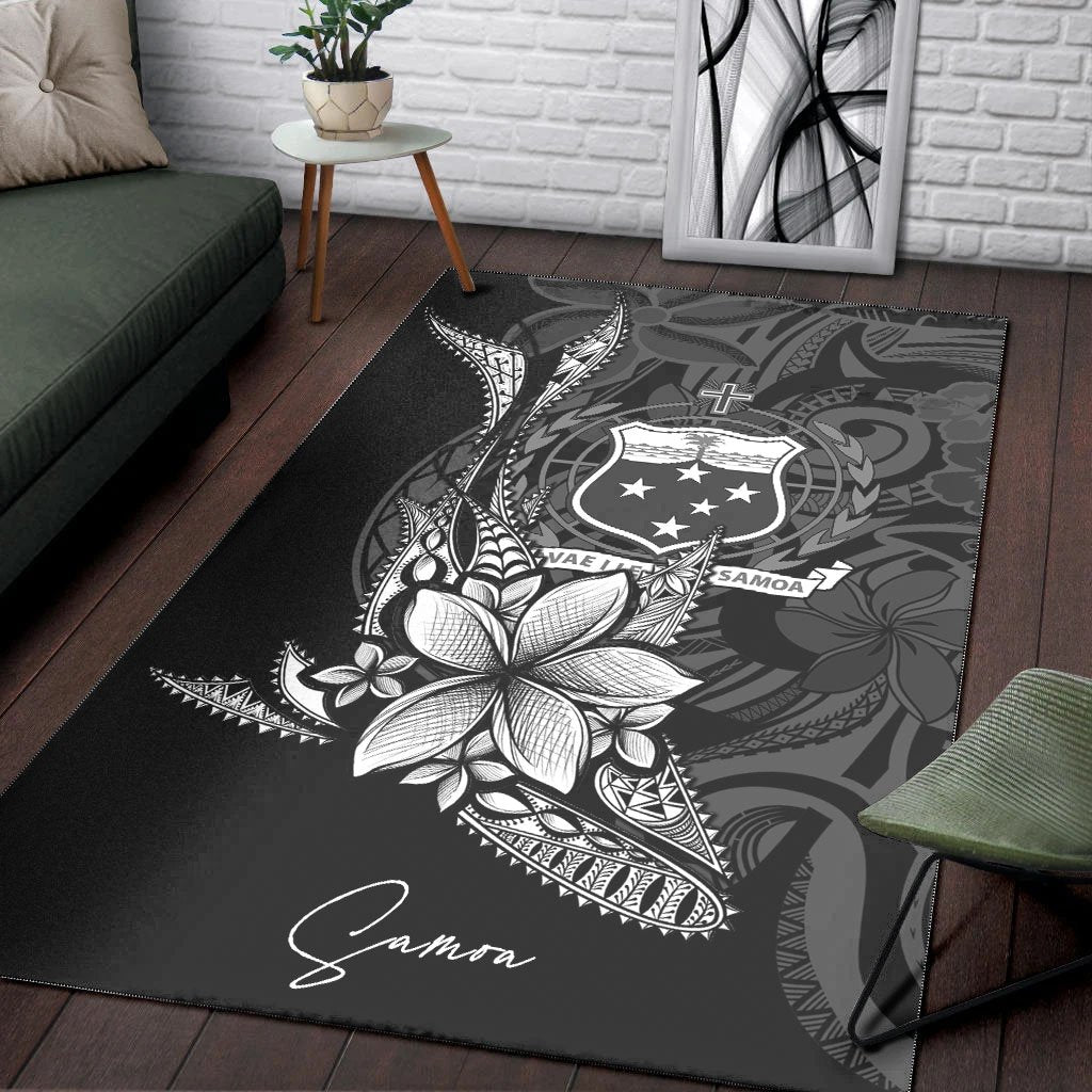 Samoa Area Rug - Fish With Plumeria Flowers Style