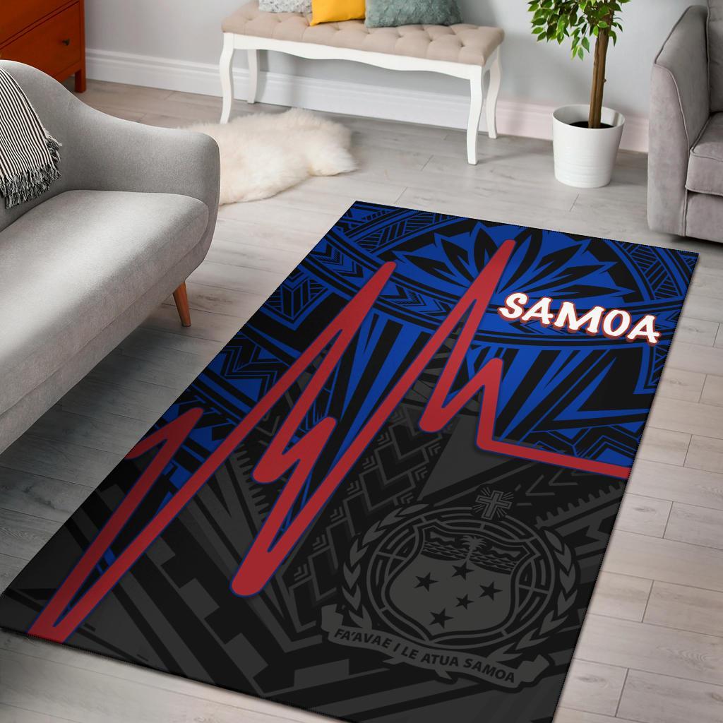 Samoa Area Rug - Samoa Seal With Polynesian Patterns In Heartbeat Style (Blue)