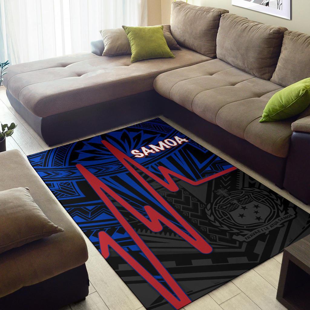 Samoa Area Rug - Samoa Seal With Polynesian Patterns In Heartbeat Style (Blue)