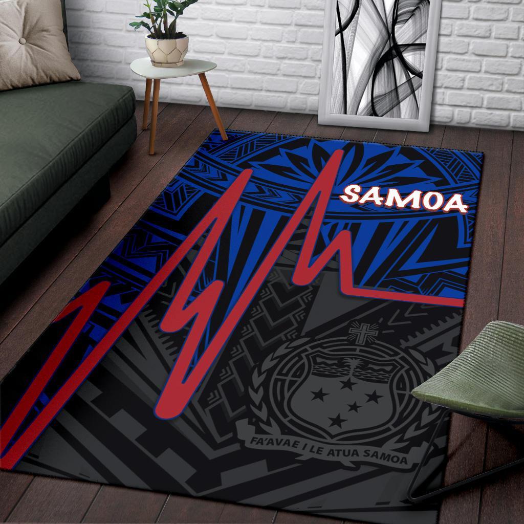 Samoa Area Rug - Samoa Seal With Polynesian Patterns In Heartbeat Style (Blue)