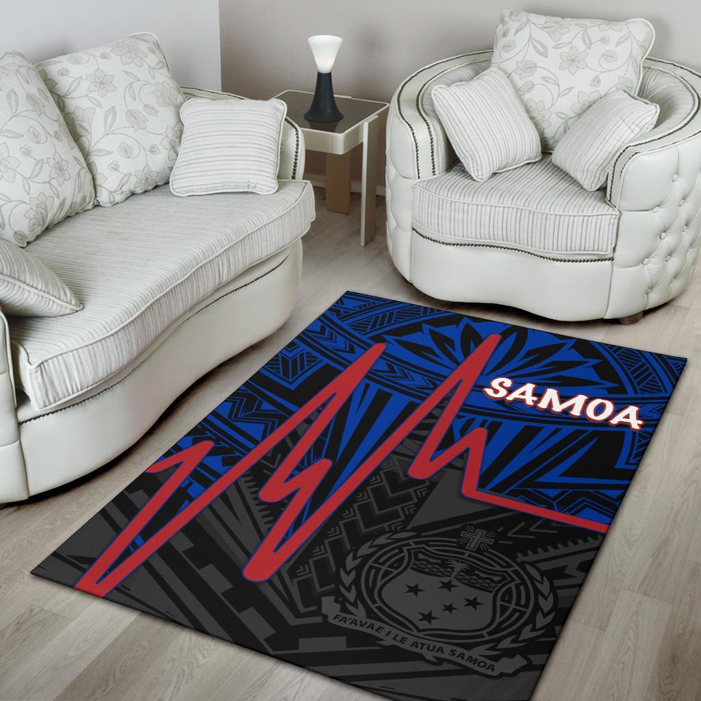 Samoa Area Rug - Samoa Seal With Polynesian Patterns In Heartbeat Style (Blue)