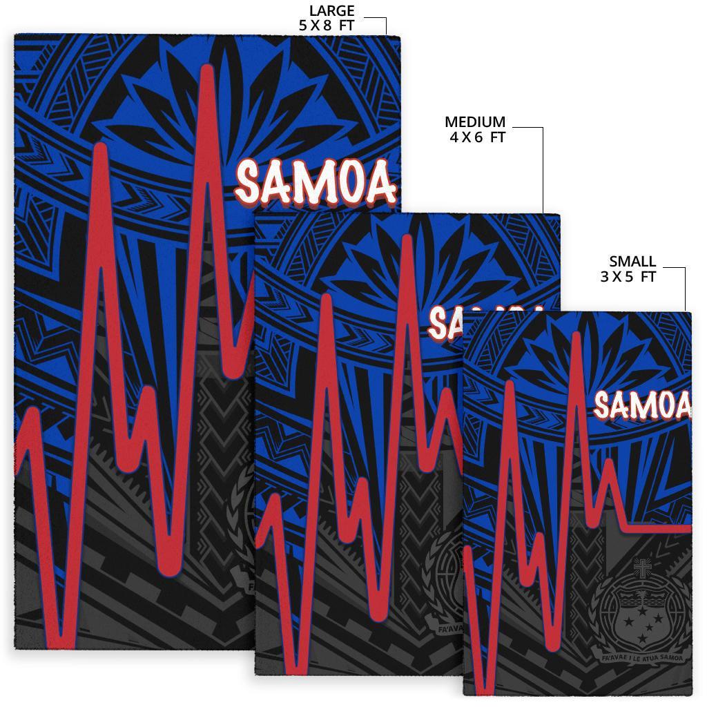 Samoa Area Rug - Samoa Seal With Polynesian Patterns In Heartbeat Style (Blue)