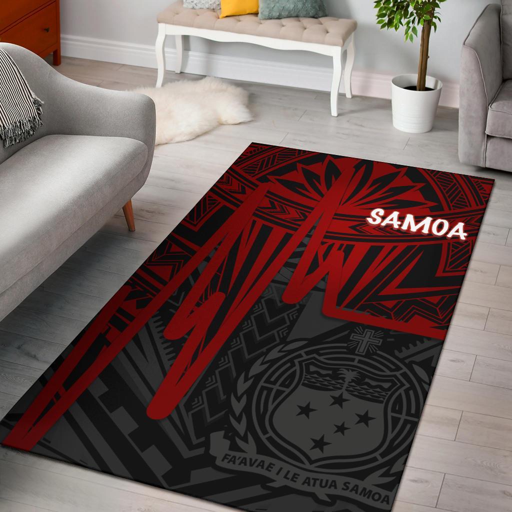 Samoa Area Rug - Samoa Seal With Polynesian Pattern In Heartbeat Style (Red)