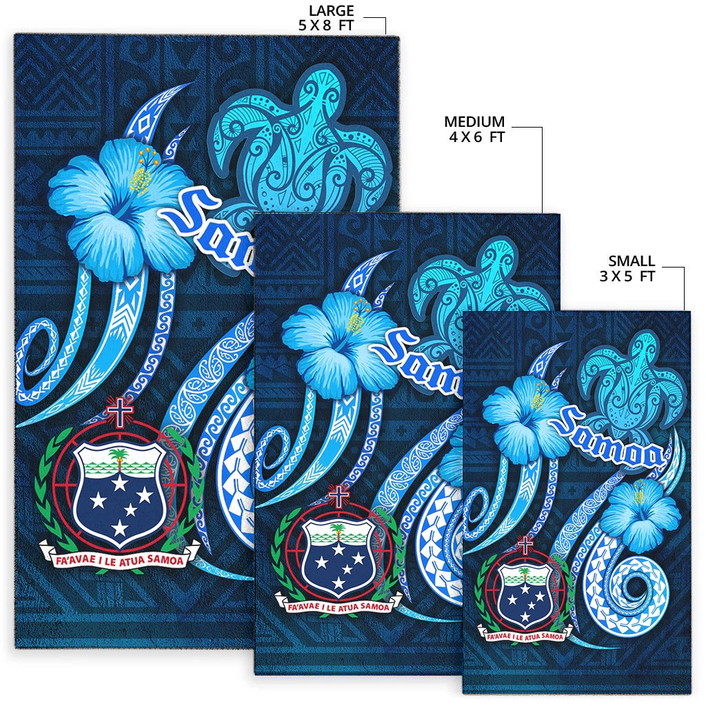 Samoa Area Rug -Turtle and Tribal Tattoo Of Polynesian