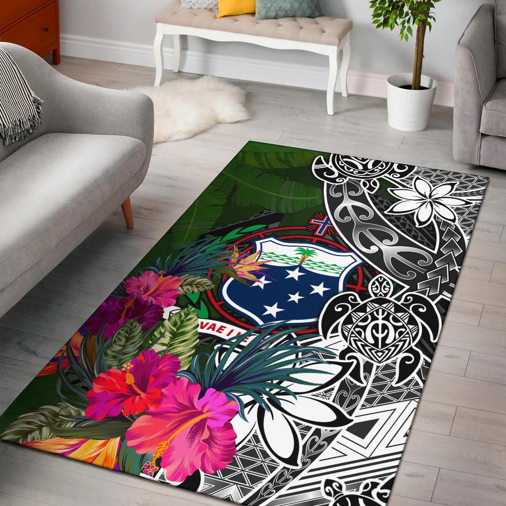 Samoa Area Rug - Turtle Plumeria Banana Leaf