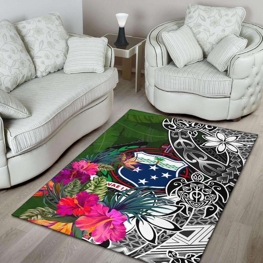 Samoa Area Rug - Turtle Plumeria Banana Leaf