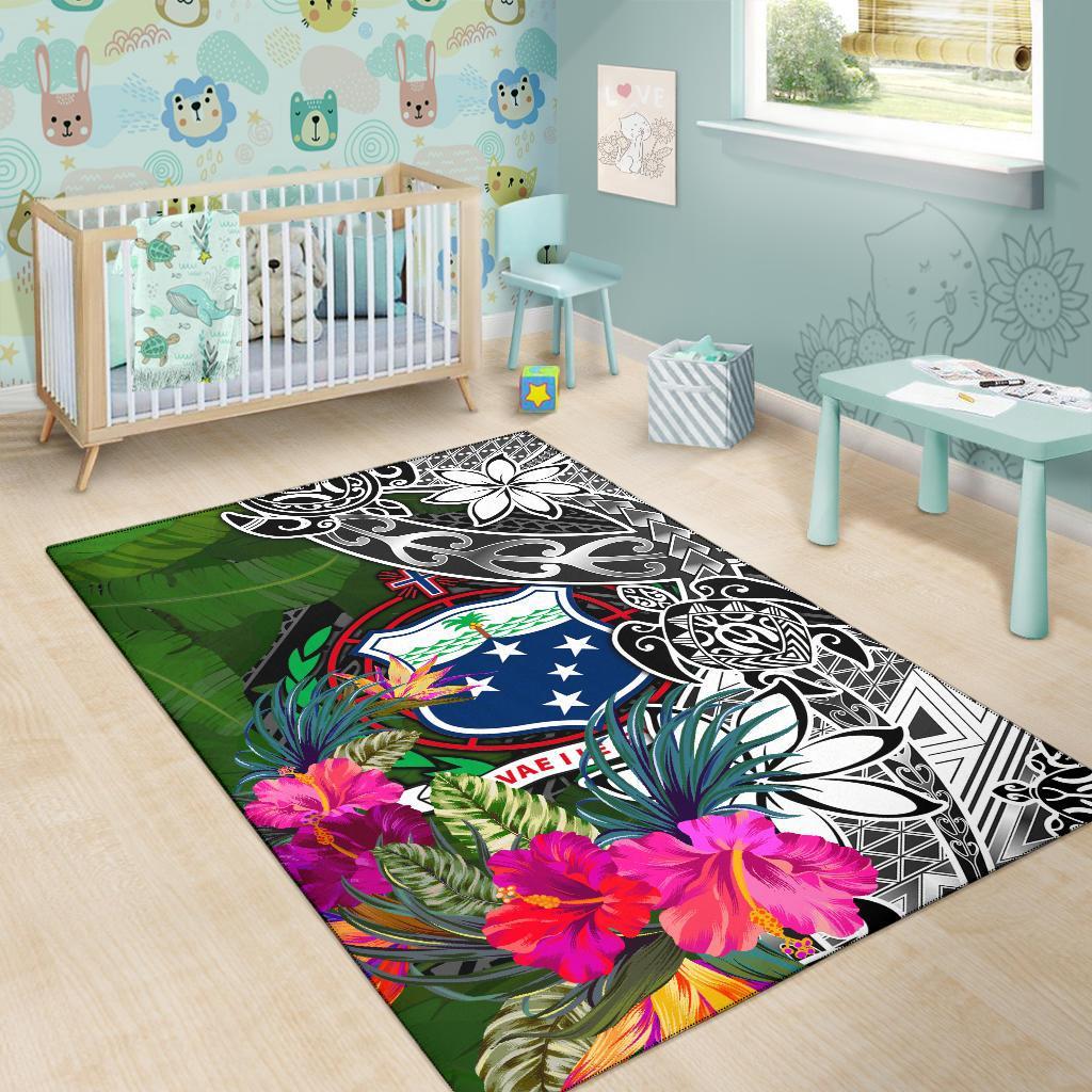 Samoa Area Rug - Turtle Plumeria Banana Leaf