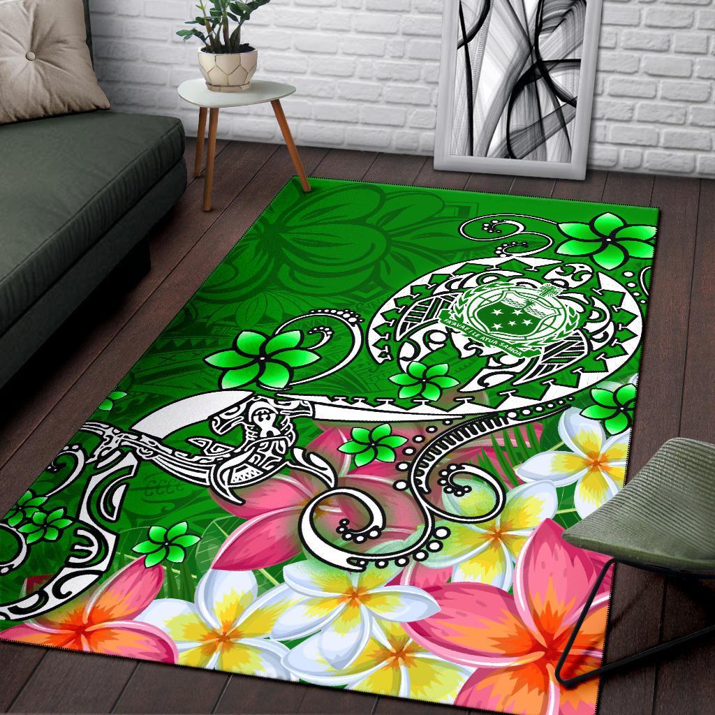 Samoa Area Rug - Turtle Plumeria (Green)