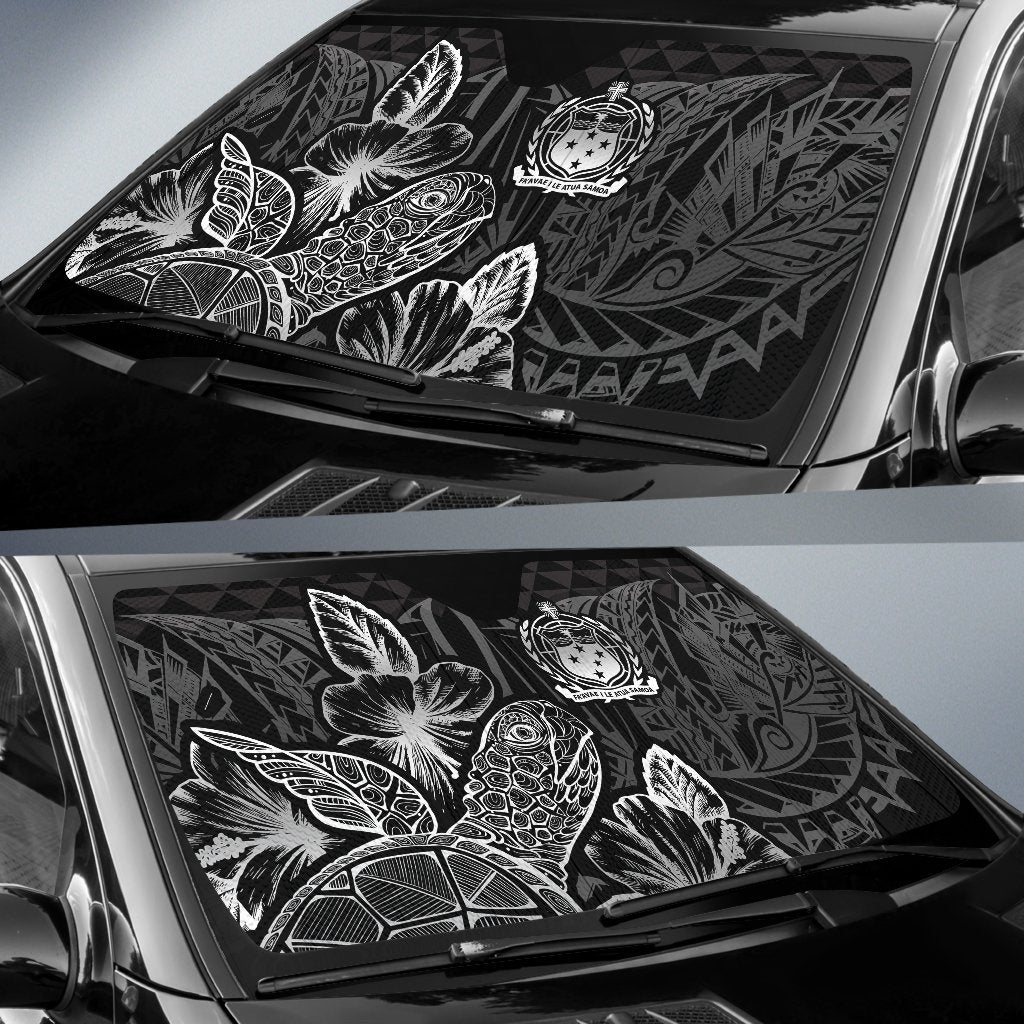 Samoa Auto Sun Shades Turtle Hibiscus White
