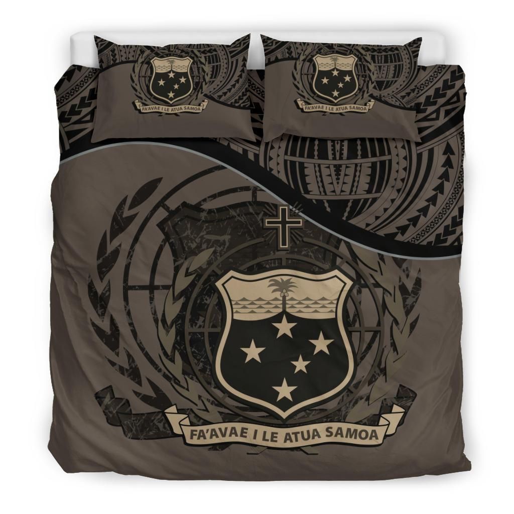 Samoa Duvet Cover Set - Special Grunge Samoa Flag Coat Of Arms Brown