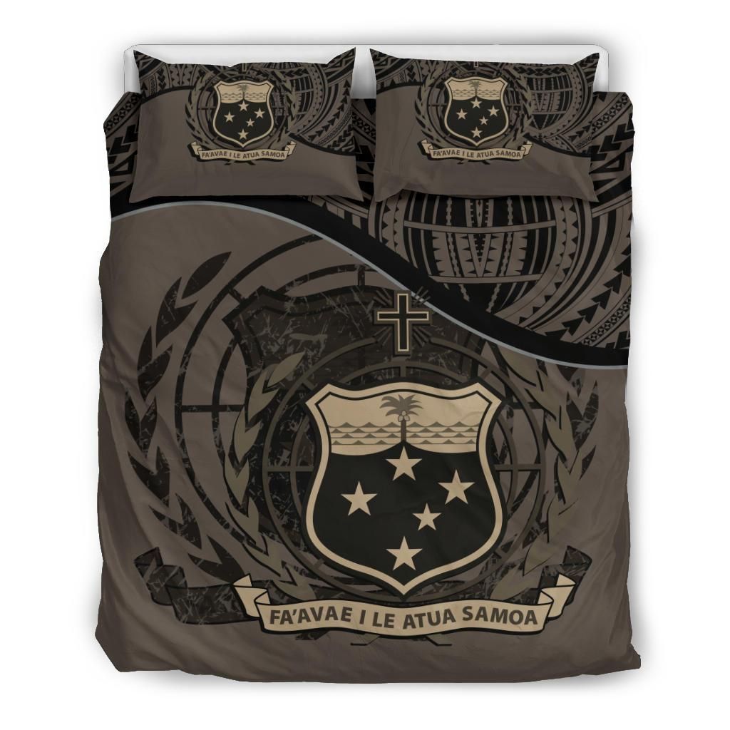 Samoa Duvet Cover Set - Special Grunge Samoa Flag Coat Of Arms Brown