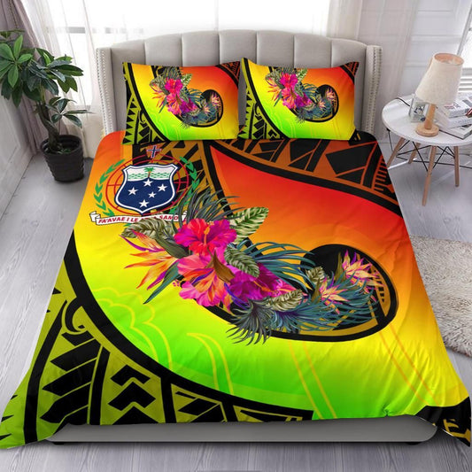 Samoa Bedding Set - Polynesian Hook And Hibiscus (Reggae)