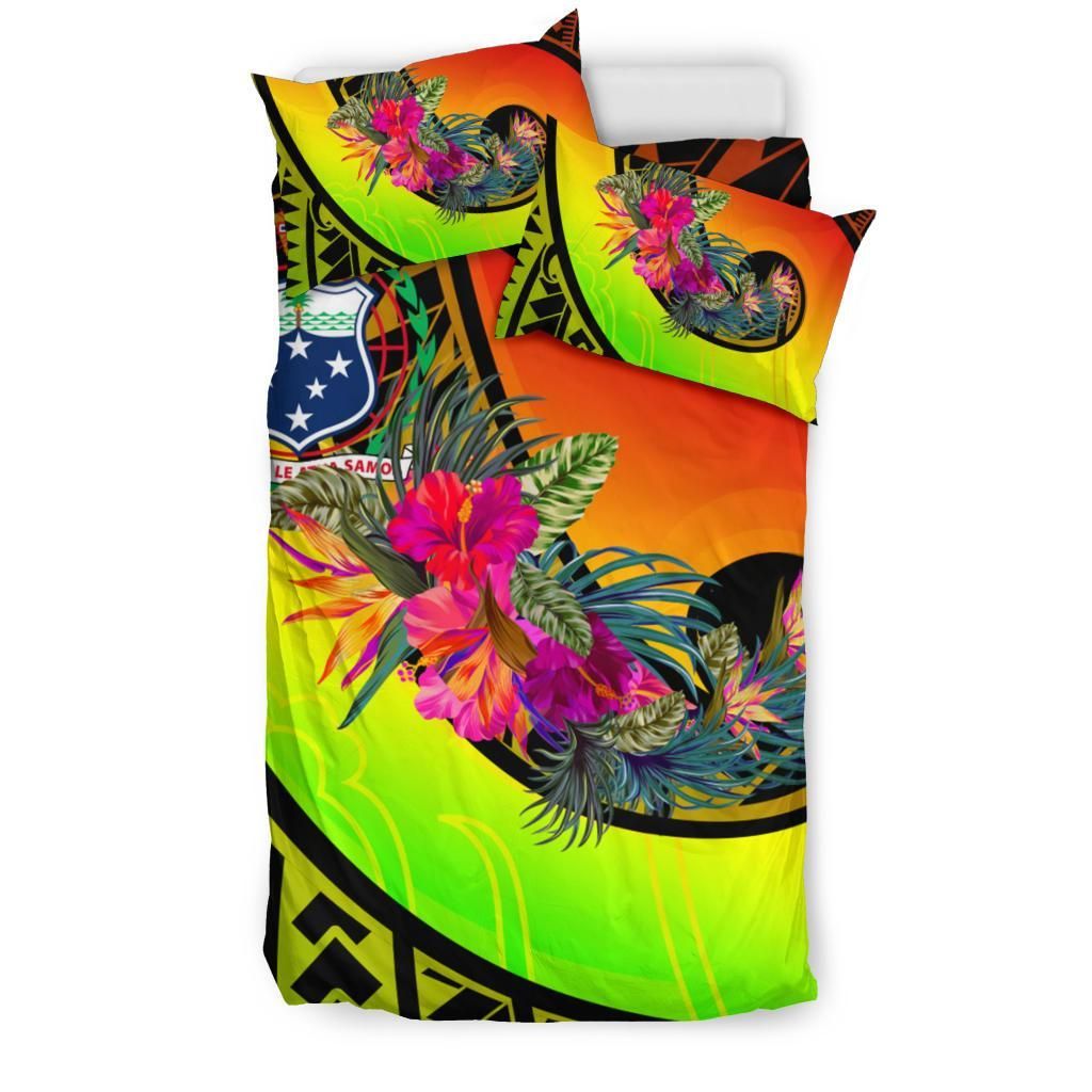Samoa Bedding Set - Polynesian Hook And Hibiscus (Reggae)