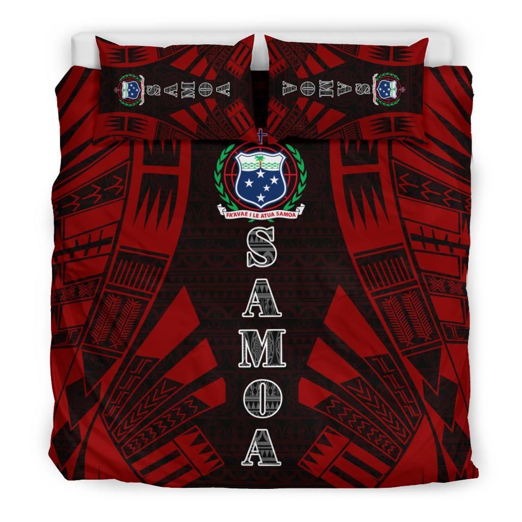 Samoa Duvet Cover Set - Polynesian Tattoo Red