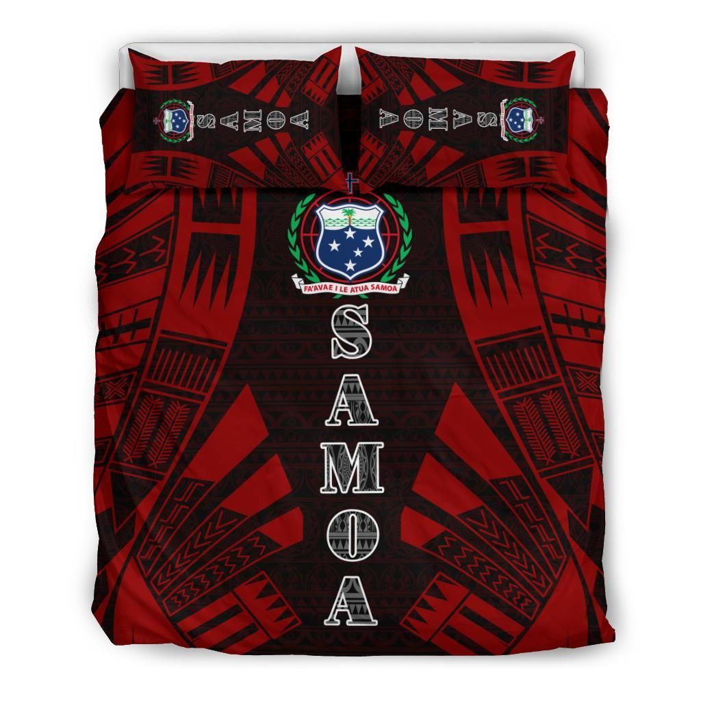Samoa Duvet Cover Set - Polynesian Tattoo Red