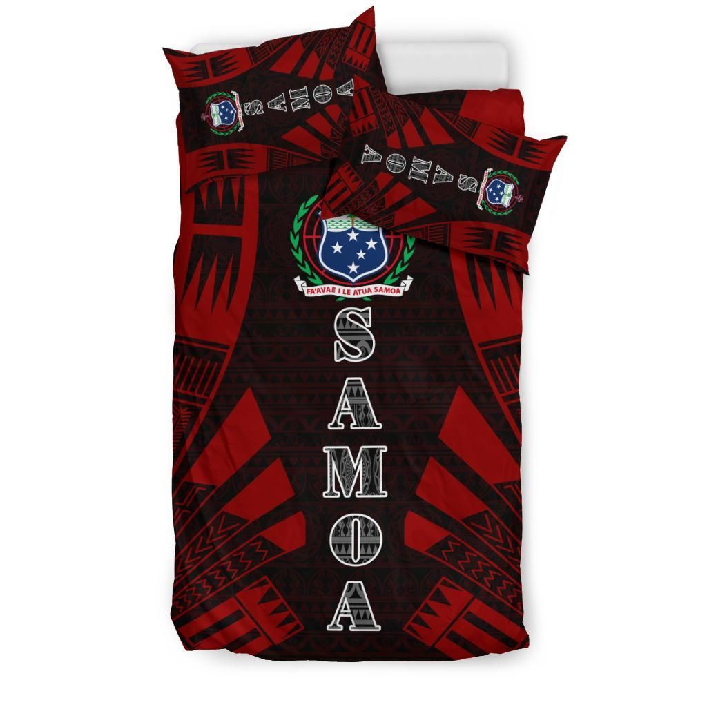 Samoa Duvet Cover Set - Polynesian Tattoo Red