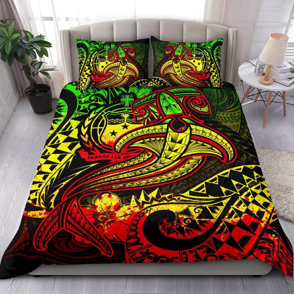 Samoa Bedding Set - Reggae Shark Polynesian Tattoo