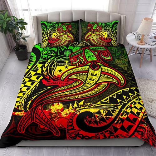 Samoa Bedding Set - Reggae Shark Polynesian Tattoo