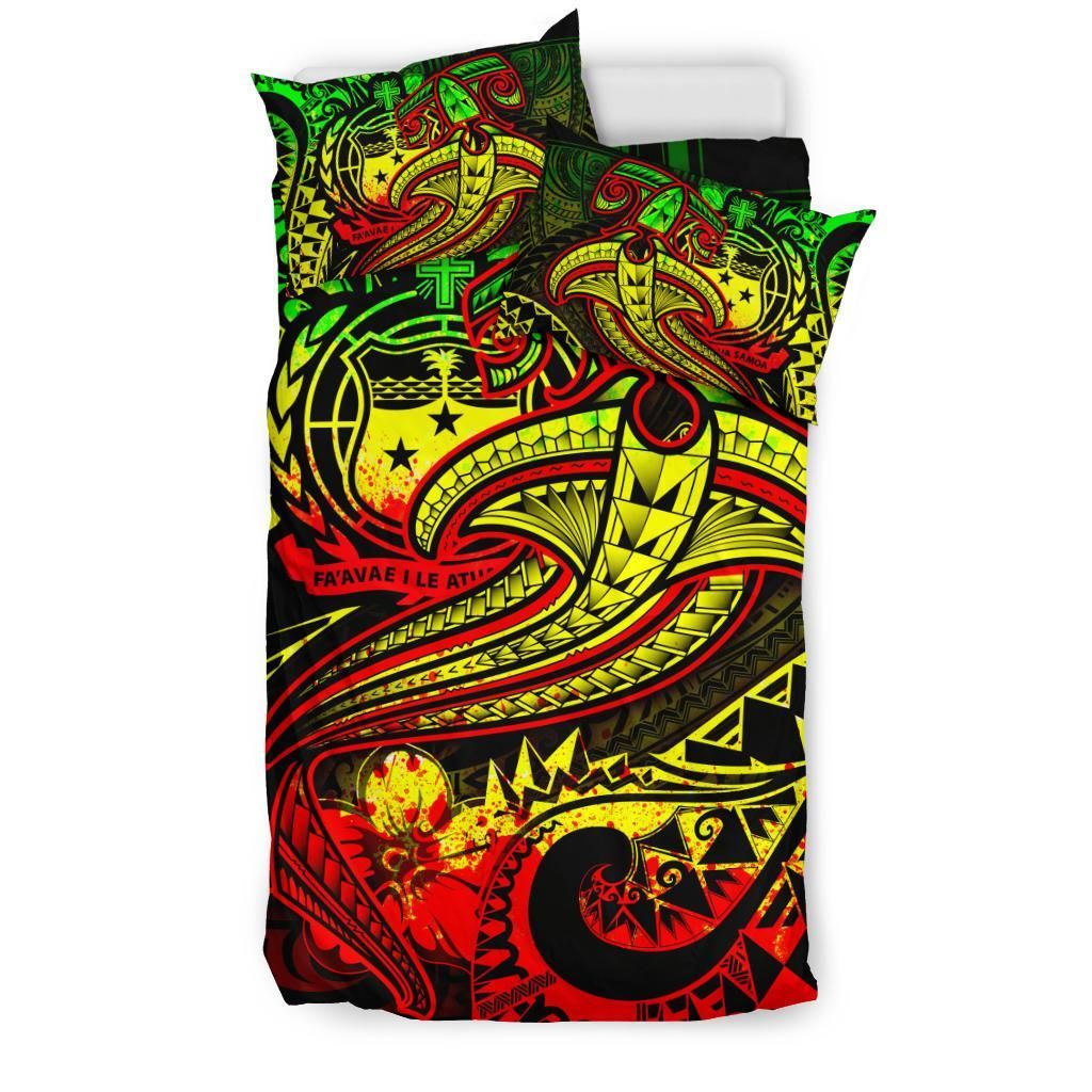 Samoa Bedding Set - Reggae Shark Polynesian Tattoo