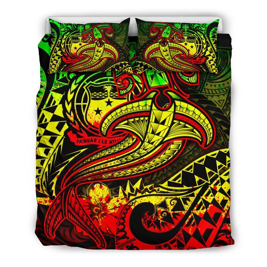 Samoa Bedding Set - Reggae Shark Polynesian Tattoo