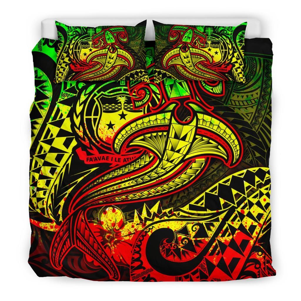 Samoa Bedding Set - Reggae Shark Polynesian Tattoo