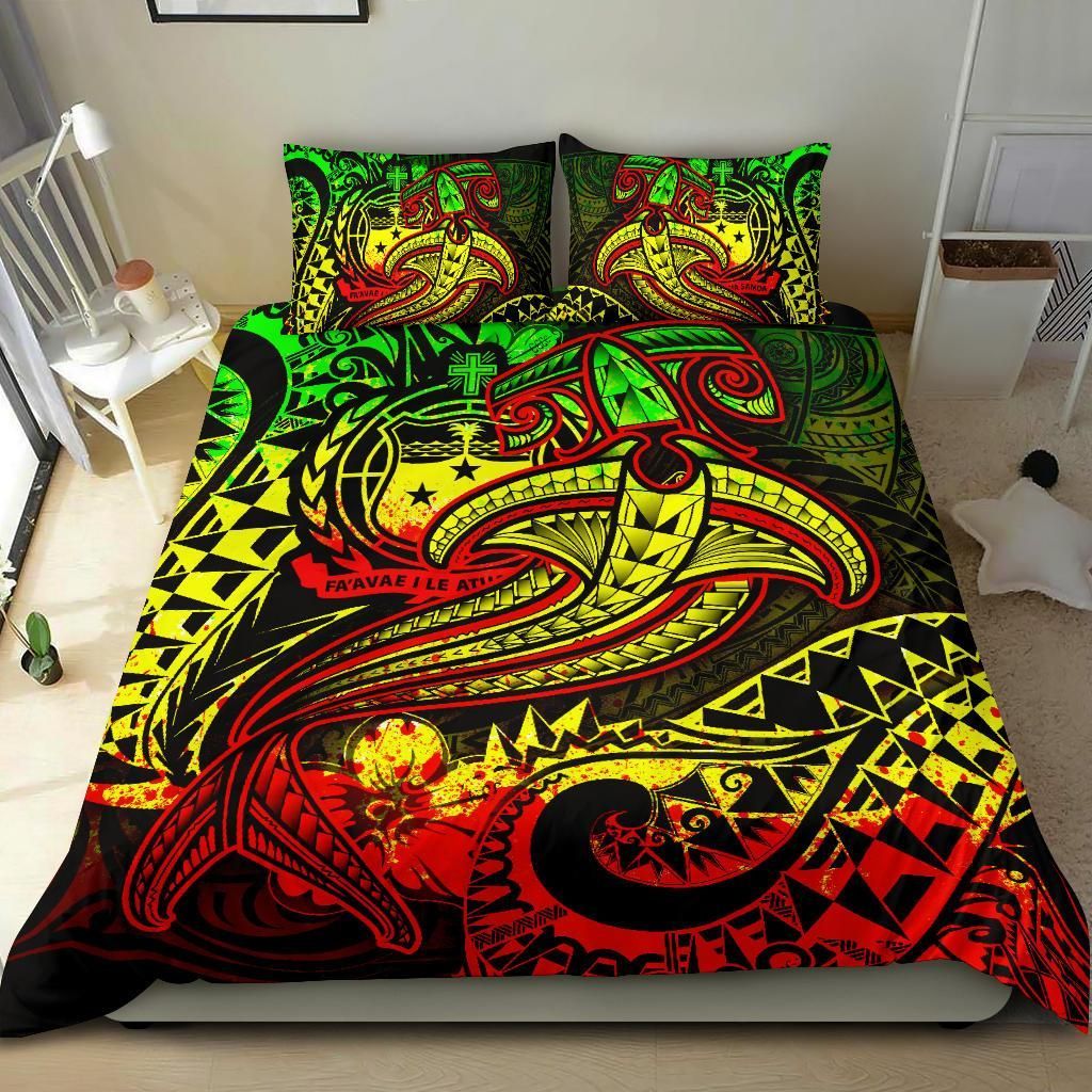 Samoa Bedding Set - Reggae Shark Polynesian Tattoo