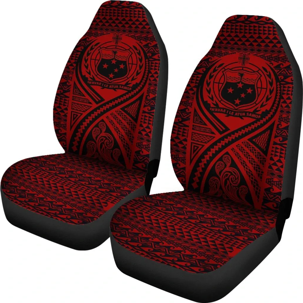 Samoa Car Seat Cover - Samoa Coat Of Arms Polynesian Tattoo Red
