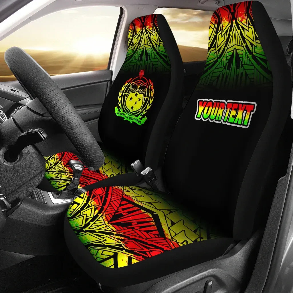 Samoa Custom Personalised Car Seat Covers - Samoa Coat Of Arms Fog Reggae Style